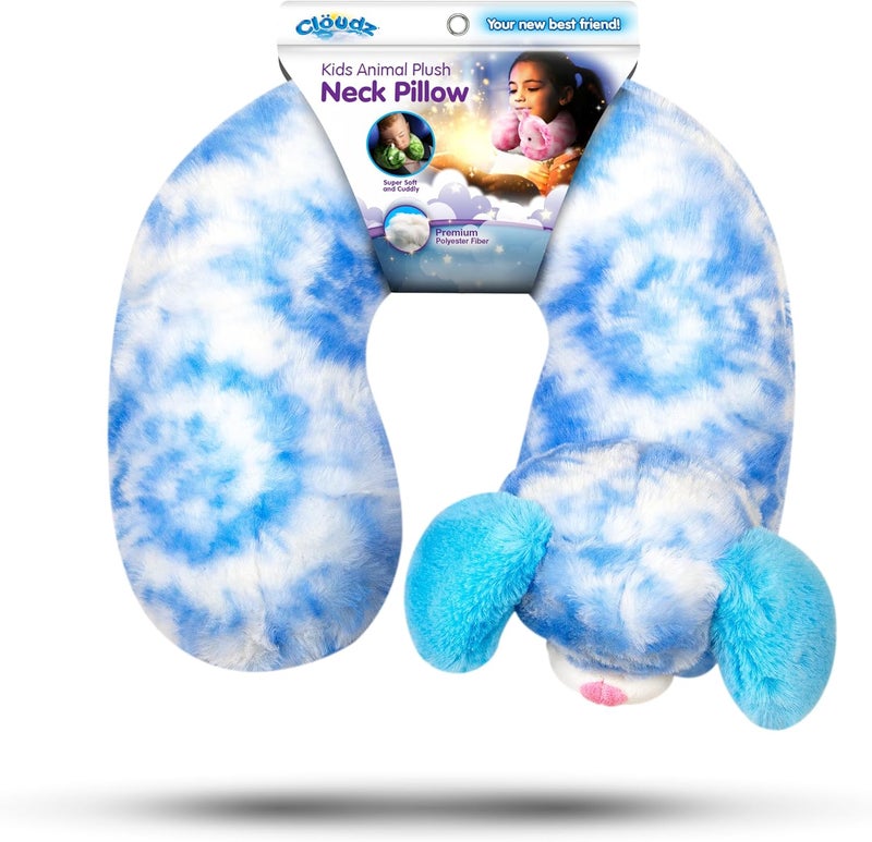 Cloudz Kids Super Soft N' Cuddly Animal Airplane Travel Neck Pillow! Keep Children Comfy and Supported with a Buddy While Traveling or just Resting at Home - Blue Dog - Image 3
